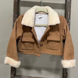 Toddler Corduroy Sherpa fleece lined Cropped Jacket
